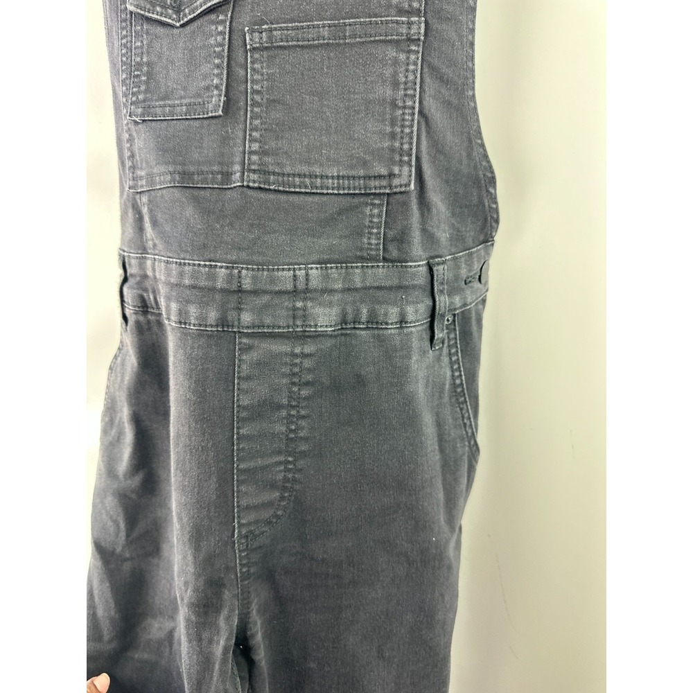 Free People Washed Black Denim Overalls One-Piece Size 28 Strappy Faded Pockets - Picture 7 of 16